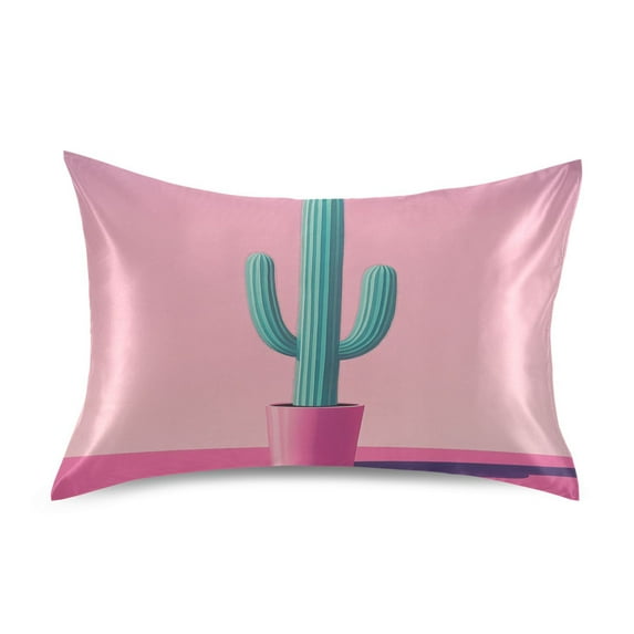 Cactus Design Luxury Silky Soft Pillowcase Standard Size Wrinkle Resistant Envelope Closure 20x26in