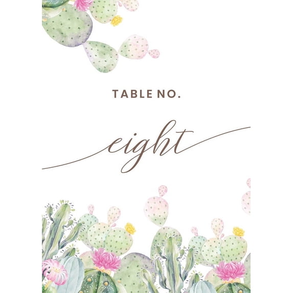 Cactus Design Table Number Cards Double Sided Party Table Numbers for Reception Baby Shower Anniversary Birthday Bridal Party 4x6 50 Pcs