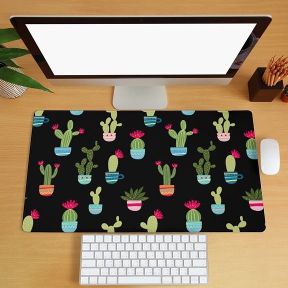Cactus Desk Mat, Cute Cactus Mouse Pad, Boho Desk Mat, Cactus Office Decor, Kawaii Large Pad, Computer Desk Mat, Desk Decor