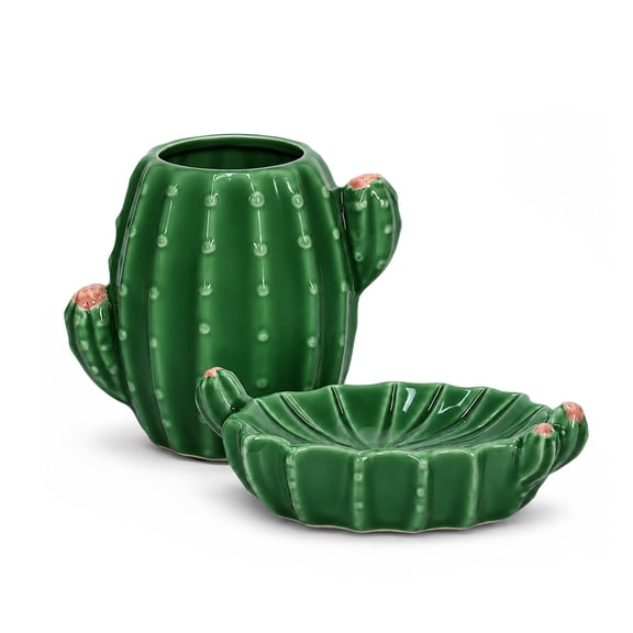 Cactus Desk Organizer Set, Ceramic Pen Holder and Paper Clip Holder, Cute Office Desk Accessories for Women, Desk Decor for Home Office, Teacher Desk Supplies, Unique Gift Idea