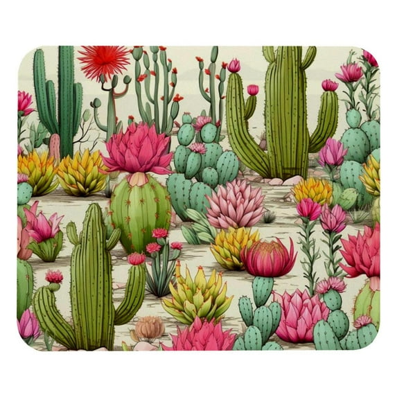 Cactus Desk Pad Mousepad Gaming Mouse Pad, Square 8.3x9.8 Inch Non-Slip Rubber Bottom Printed, Suitable for Office and Gaming