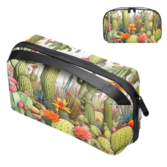 Cactus Digital Storage Bag with Oxford Cloth Material - Waterproof USB Pouch, Digital Pouch, Cable Organizer Storage for Cell Phone Charger Cord - 5.9x9.44x3.14 in