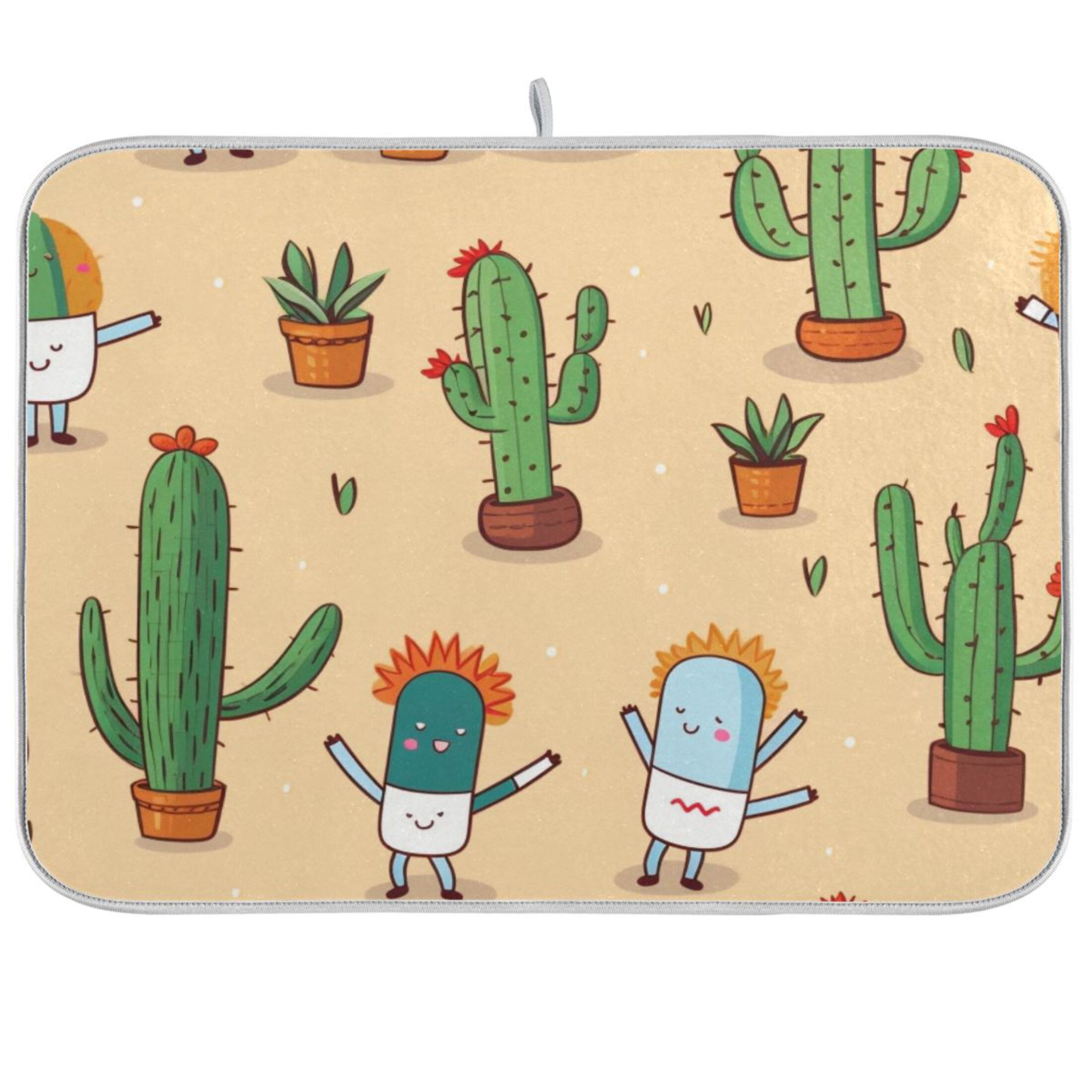 Cactus Dish Drying Mat Microfiber Kitchen Pad Large Counter Absorbent ...