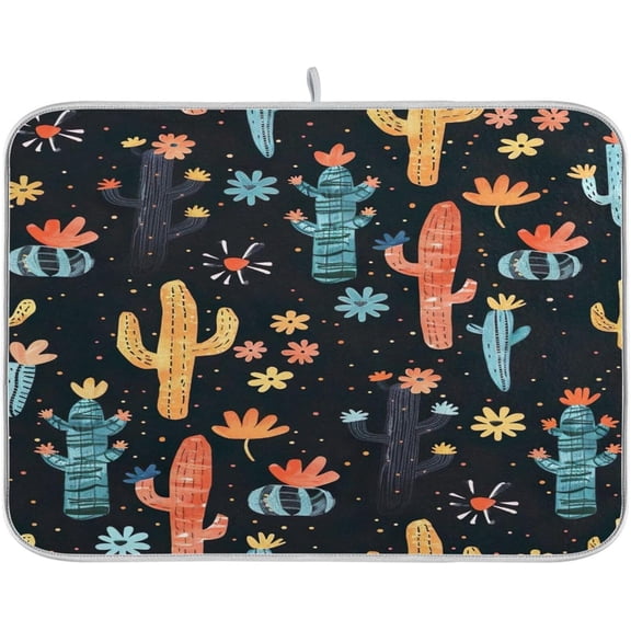 Cactus Dish Drying Mat for Kitchen, 18 x 24 Inch Microfiber Absorbent Dish Drying Pad, Machine Washable Kitchen Counter Protect Mats