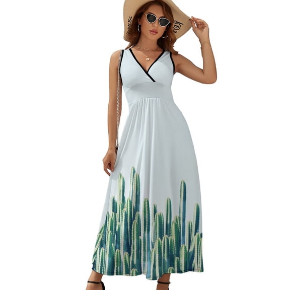 Cactus Dress Fashion Boho Beach Long Dresses Female Party Printed Maxi Dress