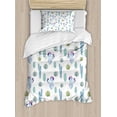 thumbnail image 1 of Cactus Duvet Cover Set, Blue Botanic Desert Flowers Spikes Pattern Types of Sand Flower Art Desgin Print, Decorative 2 Piece Bedding Set with 1 Pillow Shams, Twin Size, Blue, by Ambesonne, 1 of 3