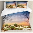 thumbnail image 1 of Cactus Duvet Cover Set King Size, Cactus Balls with Spikes on a Montain Desert Sand Hot Dry Mexican Landscape Photo, Decorative 3 Piece Bedding Set with 2 Pillow Shams, Multicolor, by Ambesonne, 1 of 3