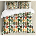 thumbnail image 1 of Cactus Duvet Cover Set King Size, Mexican Succulent in Pots Botanical Themed Illustration House Plant Arrangement, Decorative 3 Piece Bedding Set with 2 Pillow Shams, Multicolor, by Ambesonne, 1 of 3