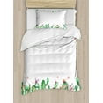 thumbnail image 1 of Cactus Duvet Cover Set, Mexico Style Romantic Tender Blossoms and Barren Heath Natural Vegetation, Decorative 2 Piece Bedding Set with 1 Pillow Shams, Twin Size, Green Coral Lavender, by Ambesonne, 1 of 3