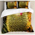 thumbnail image 1 of Cactus Duvet Cover Set, Photo of Cactus Plant Flower with Spike Botanical Desert Garden Floral Image, Decorative 3 Piece Bedding Set with 2 Pillow Shams, Queen Size, Green and Pink, by Ambesonne, 1 of 3