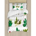 thumbnail image 1 of Cactus Duvet Cover Set Twin Size, Mexican South Desert with Animals Cactus Plants Skeletons Flowers Cartoon Image, Decorative 2 Piece Bedding Set with 1 Pillow Sham, Multicolor, by Ambesonne, 1 of 3