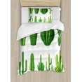 thumbnail image 1 of Cactus Duvet Cover Set Twin Size, Print Cartoon Style Image Hot Mexican Desert Plant Cactus Types with Spikes Image Art, Decorative 2 Piece Bedding Set with 1 Pillow Sham, Green, by Ambesonne, 1 of 3
