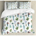 thumbnail image 1 of Cactus Duvet Cover Set, Watercolor Cactus Plant Image Desert Hot Mexican South Nature Floral Image Print, Decorative 3 Piece Bedding Set with 2 Pillow Shams, King Size, Blue and Green, by Ambesonne, 1 of 3