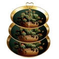 thumbnail image 1 of Cactus Elegant Dessert Table Jewelry Holder Stand with Plastic Discs & Iron Pillars, 32cm Height, 21cm/24cm/27cm Plates, 1 of 6