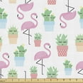 thumbnail image 1 of Cactus Fabric by the Yard, Flamingos and Sleeping Plants in Pots Cartoon Pattern Tropical Bird, Decorative Upholstery Fabric for Sofas and Home Accents, 5 Yards, Multicolor by Ambesonne, 1 of 4