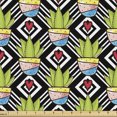 thumbnail image 1 of Cactus Fabric by the Yard, Love Themed Geometric Background Diamond Pattern Rectangles with Plants in Pots, Decorative Upholstery Fabric for Chairs & Home Accents, Multicolor by Ambesonne, 1 of 5