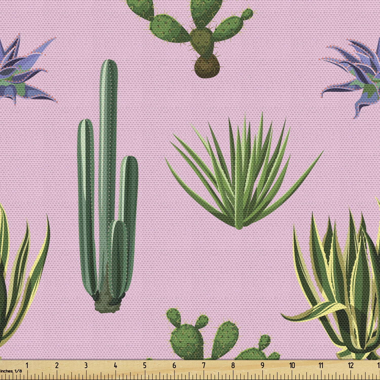 Cactus Fabric by the Yard, Modern Colorful Botanical Art of Desert Aloe  Vera Agave Spined Plants, Decorative Upholstery Fabric for Chairs & Home  Accents, Pale Pink Fern Green by Ambesonne - Walmart.com