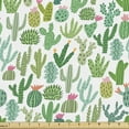thumbnail image 1 of Ambesonne Cactus Fabric by the Yard Upholstery, Mexican Theme Cacti Plants, 1 Yard, White and Seafoam, 1 of 5