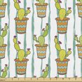 thumbnail image 1 of Ambesonne Cactus Fabric by the Yard Upholstery, Vertical Lines Flowers, 1 Yard, Green Orange Mint, 1 of 5