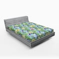 thumbnail image 1 of Cactus Fitted Sheet, Types of Cactus Plant Pattern with Flowers and Buds Fruits Nature Artwork Image, Soft Decorative Fabric Bedding, Full Size, Green and Blue, by Ambesonne, 1 of 2