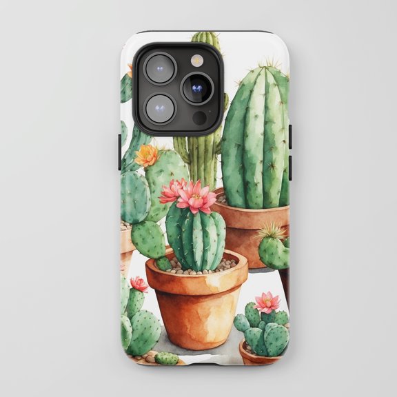 Cactus Floral For All iPhone Series Tough Phone Case Watercolor Desert