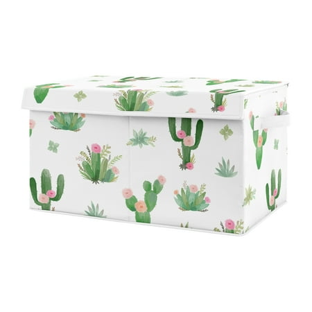 Cactus Floral Pink and Green Storage Fabric Toy Box by Sweet Jojo Designs