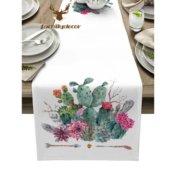 Cactus Flower Arrow Table Runner Home Wedding Decor Table Flag Mat Table Centerpieces Decoration Party Dining Long Tablecloth