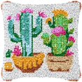 thumbnail image 1 of Cactus Flower Pot Latch Hook Pillow Cover Kits for DIY Handmade Throw Pillow Cross Stitch Latch Hook Pillowcase Rug Kits with Preprinted Color Pattern Canvas Crochet Yarn Kits 17''X 17''(ch213), 1 of 7