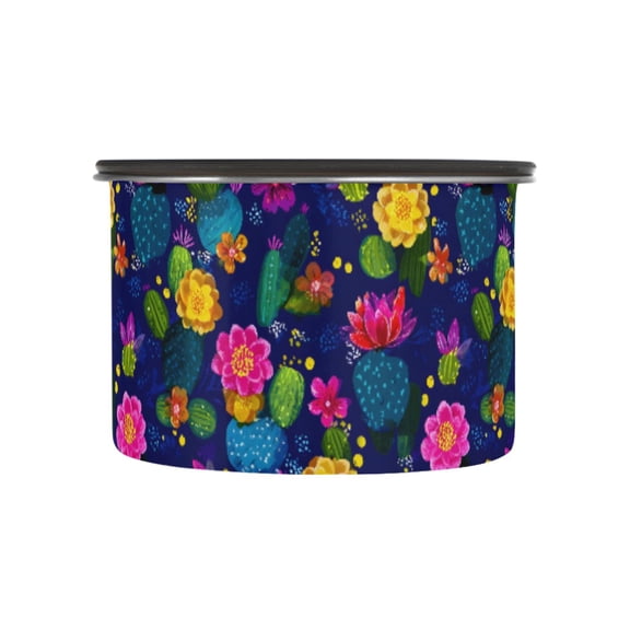 Cactus Flowers Cacti Airtight Coffee Bean Canister 17oz Food Storage Containers with Lids For Gournd, Tea, Sugar, Flour, Rice, Cereal, Candy Cookie Jar