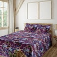 thumbnail image 1 of Ambesonne Cactus Flowers Fitted & Flat Sheet with Sham 3 Pcs Set, Modern Desert Floral, Twin XL, Dark Magenta Ceil Blue, 1 of 1