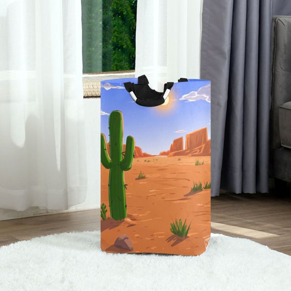 Cactus Foldable Laundry Hamper 12.6x11x22.7in with Handles for Bathroom Bedroom Storage