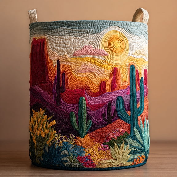 Cactus Garden Quilted Laundry Basket