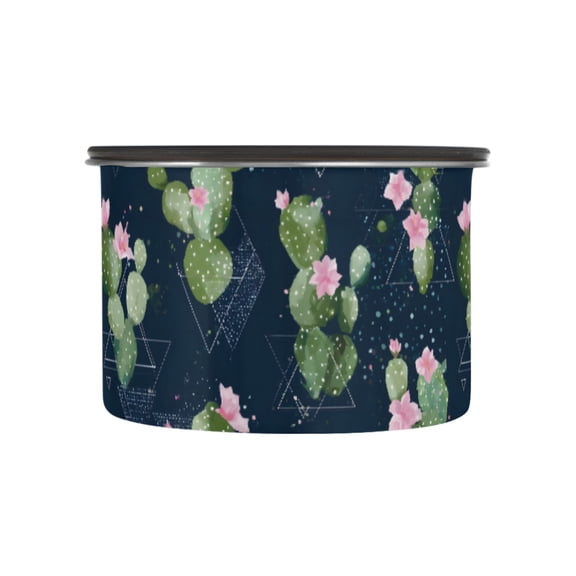Cactus Geometric Cacti Airtight Coffee Bean Canister 17oz Food Storage Containers with Lids For Gournd, Tea, Sugar, Flour, Rice, Cereal, Candy Cookie Jar