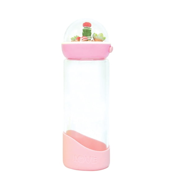 Cactus Glass Water Bottle | Pink