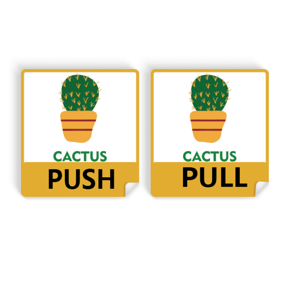 Cactus Green Potted Succulents Push Pull Door Sign Vinyl Stickers Shop