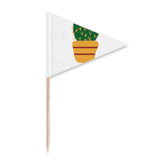 Cactus Green Potted Succulents Toothpick Triangle Cupcake Toppers Flag