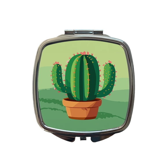 Cactus Green Travel Makeup Handbag Purse Small Pocket Compact Mirror