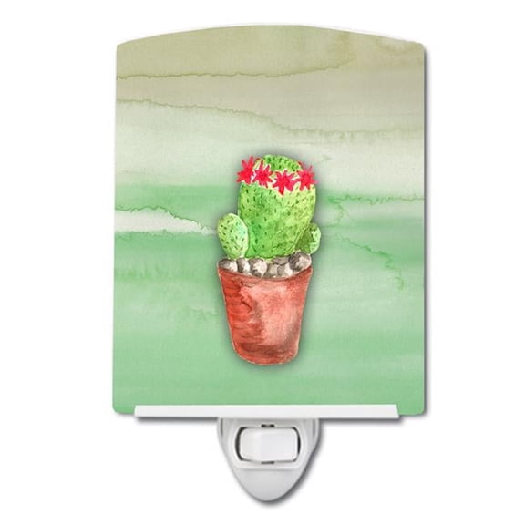 Cactus Green Watercolor Ceramic Night Light