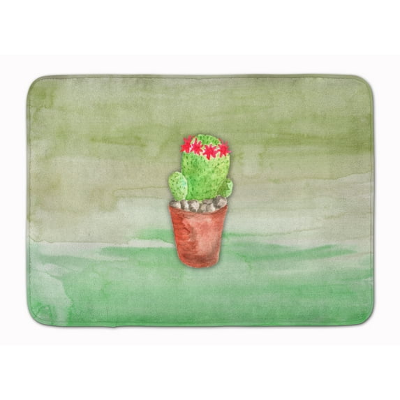 Cactus Green Watercolor Machine Washable Memory Foam Mat