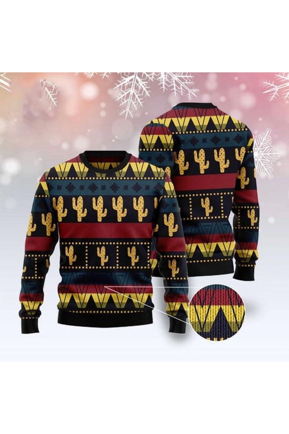 Cactus Group Pattern 3D Christmas Sweater, Funny Xmas Sweater, Sweater Xmas