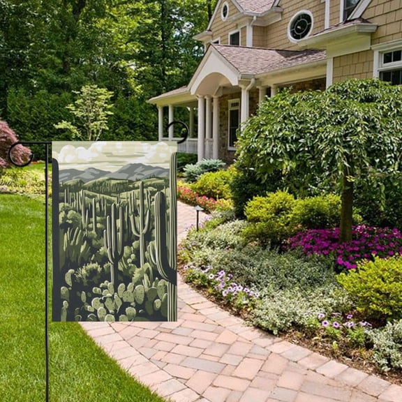 Cactus Grove Vector Illustration Garden Flag 12x18 inch Double Sided Outside Yard Decorations for Home Outdoor