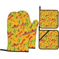 thumbnail image 1 of Cactus Hat and Chili Pepper Print Personality Oven Mitts Pot Holders Set of 4 for Chef Baking Cooking Grilling, 1 of 6