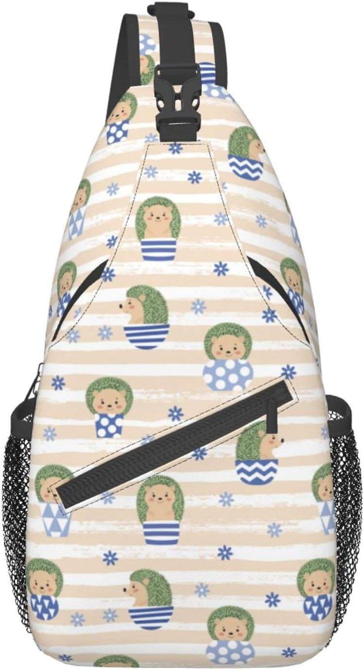 Cactus Hedgehog Sling Bag Crossbody Hiking Travel Chest Bags Backpack Shoulder Daypack for Women Men