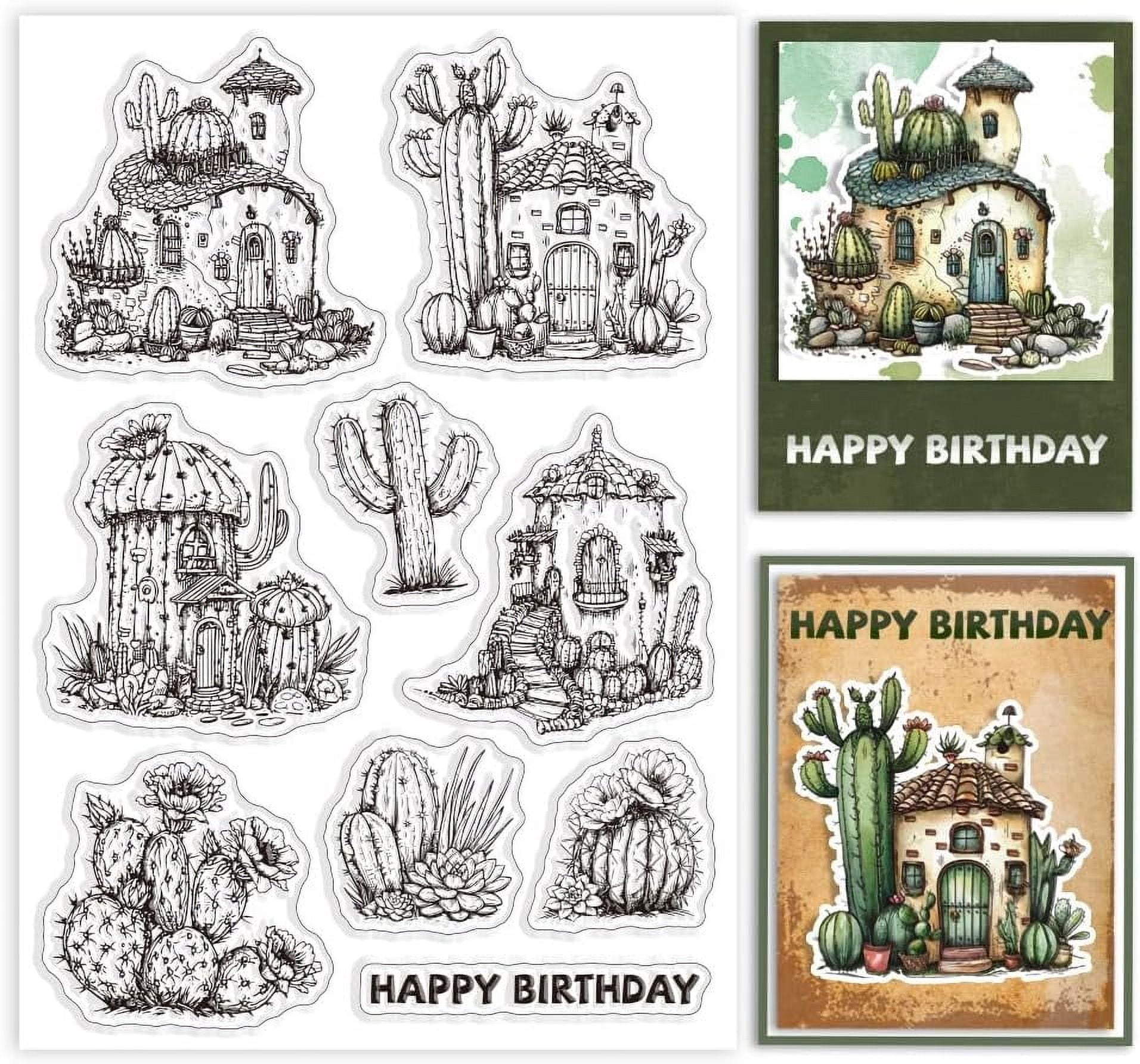 Cactus House Clear Stamps for Cards Making Succulent Cactus Clear Stamp ...