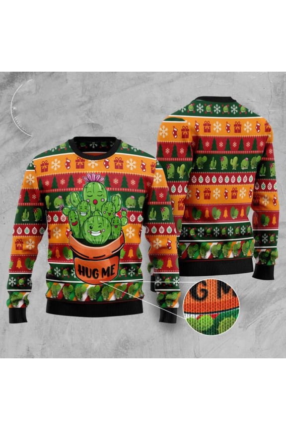 Cactus Hug Me Ugly Christmas Sweater, Christmas Sweater, Ugly Sweater, Funny Xmas Sweaters