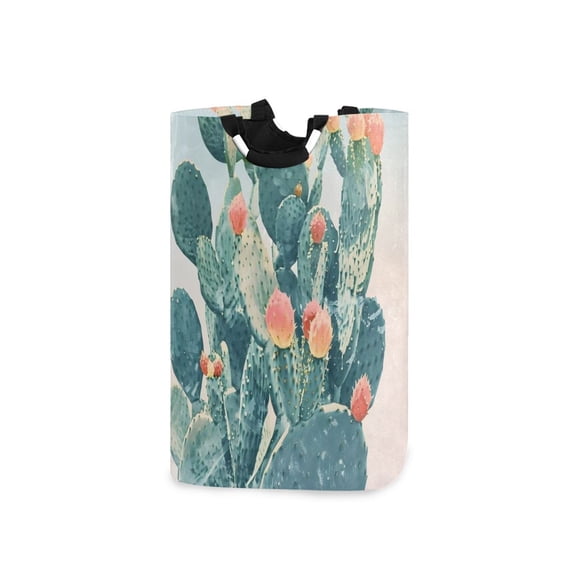 Cactus Illustration Laundry Basket with Handles Foldable Laundry Hamper Freestanding Washing Bin 50L