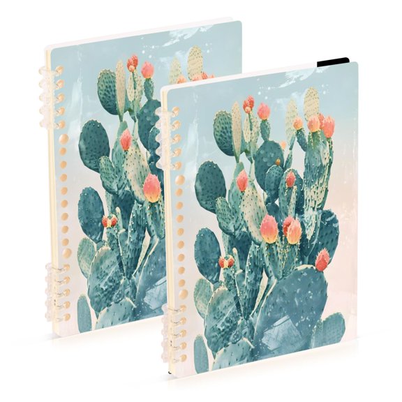Cactus Illustration Notebook Detachable Coil Notebook Diary Plan Book A5 Size 60 Pages 1 Pack