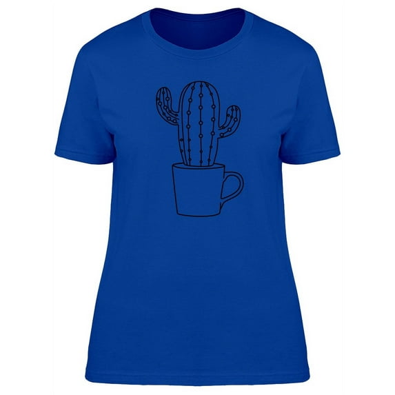 Cactus In Line Art T-Shirt Women -Image by Shutterstock, Female Large