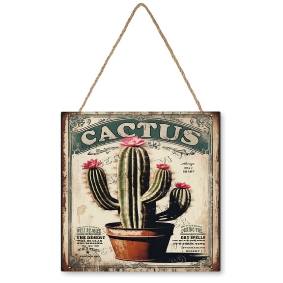 Cactus Isaiah Bible Verse Inspirational Scripture Decor Square Hanging Wooden Sign 12x12 Inches Country Western Cactus Wall Decor for Bedroom Living Room Kitchen Dinning Room Bathroom