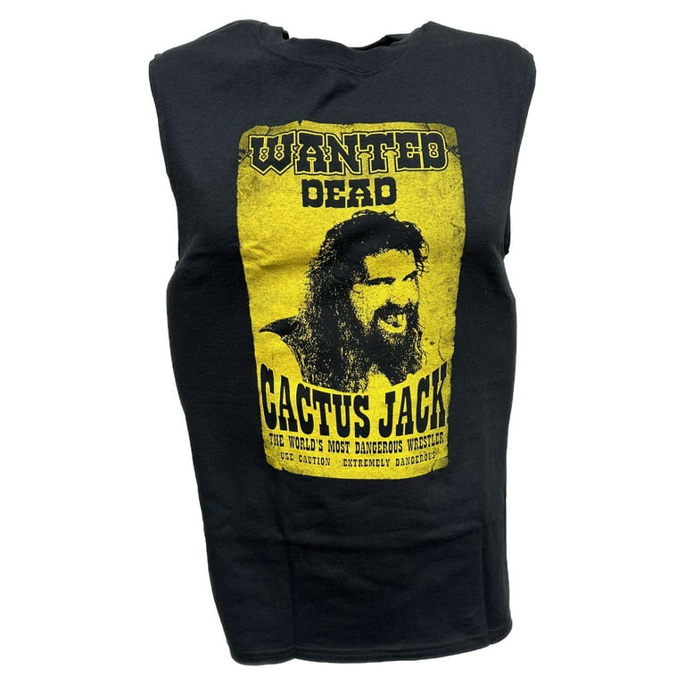 Cactus Jack Wanted Dead Mick Foley Sleeveless Mens Black T